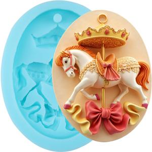 Carousel Horse Silicone Molds Merry-Go-Round Fondant Chocolate Mold for Cake Decorating Cupcake Topper Candy Gum Paste Polymer Clay