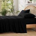 Entisn Pure Cotton Sheets Twin Size Bed Set 3 Pieces, 400 Thread Count Cotton Sheet Set with All Around Elastic for Snug Fit, All Seasons Breathable & Soft Bedding, 16 Inch Deep Pocket, Black