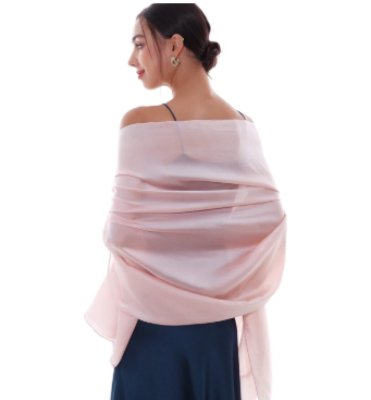 Women Shawls and Wraps for Evening Dresses Like Chiffon Silk Scarf Formal Silky Pashmina Shawls for Weddings, Pink