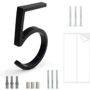HASWARE Floating House Number Sign: 5 inch Modern Door Signage - Striking for Street Home Address Numerals (5, Black)