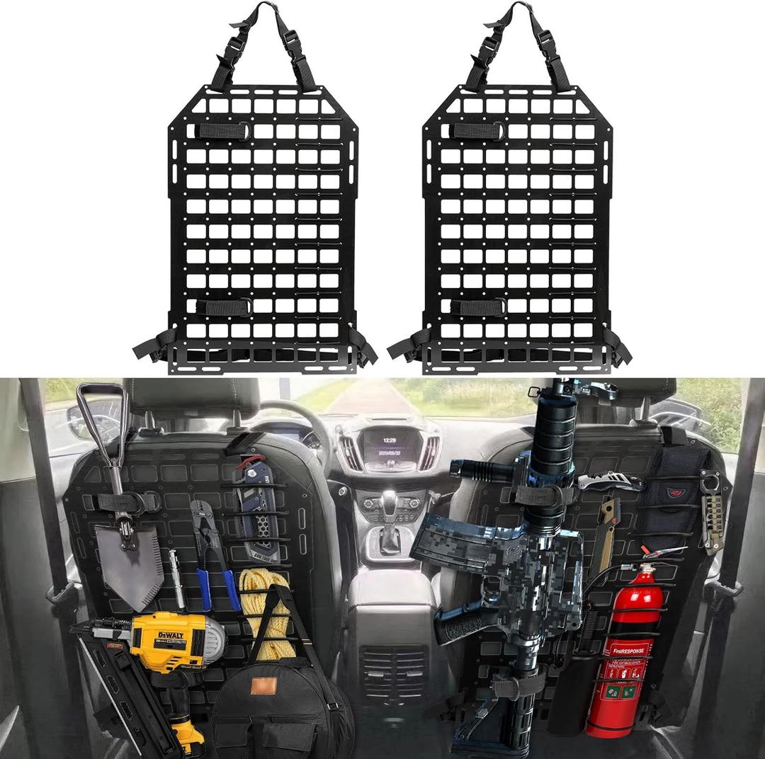 2Pcs Rigid Molle Panel for Vehicles, Storage Back Seat Truck and Tactical Seat Back Organizer Car Organizers Gun Rack 21.3"*14.2"
