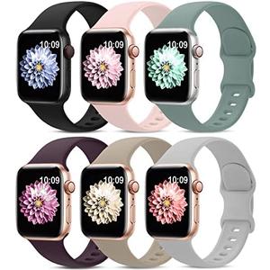 6 Pack Sport Bands Compatible with Apple Watch Band 38mm 40mm 41mm 42mm 44mm 45mm 49mm 46mm,Silicone Waterproof Strap for iWatch Apple Watch Series 11 10 9 Ultra 8 7 6 5 4 3 2 1 SE Women Men
