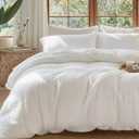 Bedsure 100% Muslin Cotton Duvet Cover King Size - Ultra-Soft Gauze Duvet Cover, PureWoven Breathable & Lightweight Bedding Set with Button Closure and Corner Ties (White, King, 104"x90")