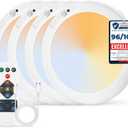 Combuh 4-Pack Battery Powered Motion Sensor Light, 7.48" IP44 Waterproof Shower Lamp Without Wiring, Ultra Thin 3 Colors Adhesive Overhead Lightting for Garage, Bedroom, Kitchen, Portable
