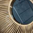 Outdoor Solar Floor Lamp, Large Natural Rattan Lantern with Metal Pole and Base, Waterproof Lamp for Patio Yard Garden Wedding Home Decoration