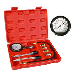 Compression Tester 8pcs Engine Cylinder Pressure Gauge Test Kit with Portable Storage Case, Range of 0-300 Psi, Fits for Universal Automotive Cars and Motorcycles