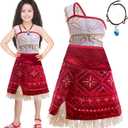 keaiyouhuo Girls Adventure Outfit Dress Princess Dress Up Halloween Costumes with Necklace (5-6 years)