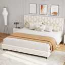 GarveeHome Cal King Bed Frame, Adjustable Upholstered Headboard,Beige | Platform Bed with Heavy Duty Mattress Foundation Strong Wood Slat Support/No Box Spring Needed/Noise Free Easy /Assembly, California King