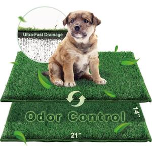 HQ4US Grass Pee Pads for Dogs Potty, Artificial Grass Patch Odor Control
2PCS Fake Grass with Fully Permeable Backing for Fast Drainage, Indoor Potty Grass Hemmed Edge Turf, Easy Clean