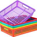 6 Pcs A4 Paper Plastic Tray Organizer, Colorful Storage Bin Basket Organizers for School Supplies, Classroom Organization & Storage Paper Tray Holds 4A Paper, Paper Trays for Toy, Crayons, Handicrafts