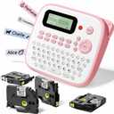Vixic Pink Label Maker, D210S Label Maker with Tapes Waterproof, Handheld Label Makers Labeler Includes USB-C for Power, Easy-to-Read Screen, Multiple Fonts Icons Frames for Home Office Organization