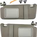 Pair of Left and Right Sun Visors with Clips for Toyota Camry 2007 2008 2009 2010 2011 with Light Sunroof OEM Replace# 74320-06800-B0 (Gray Color)