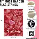 Artofy Welcome Valentines Day Small Decorative Garden Flag, Red Love Heart Yard Lawn Outside Decor, Anniversary Wedding Burlap Outdoor Home Decoration Double Sided 12 x 18