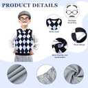 Liitrsh 8 Pcs Old Man Costume for Kids Grandpa Costume 100 Days of School Halloween Vest and Pants for Boys Large