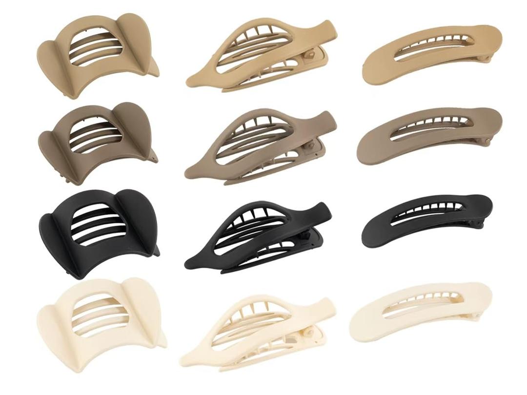 Flat Hair Clips:12pcs French No-Slip Large Flat Hair Claw Clips for Thin/Thick Hair, classic Matte Hair Accessories Gifts For Women Girls (Matte)