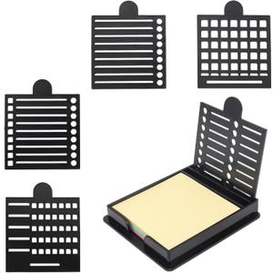 Sticky Note Stencil and Holder Sticky Note Holder with 5 Templates for 3x3 Inch Sticky Notes Reusable Stick Notes Dispenser for to-Do Lists Home Office, Black