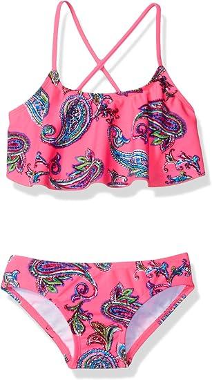 Kanu Surf Girls' Alania Flounce Bikini Beach Sport 2 Piece Swimsuit 2T