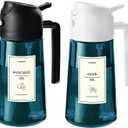 TrendPlain 16oz/470ml Blue Glass Olive Oil Sprayer for Cooking - 2 in 1 Olive Oil Dispenser for Kitchen Gadgets, Air Fryer, Salad, and BBQ - Black & White