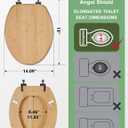 Elongated Bamboo Toilet Seat with Zinc Alloy Hinges, Easy to Install also Easy to Clean, Natural Bamboo, Light, 18.5-inch