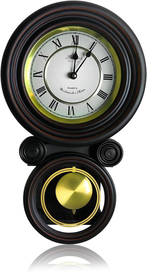 Bedford Clock Collection Wall Clock, Wood (93692731M), Black