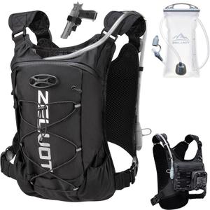Zelvot Running Vest with 2L Water Bladder, Hydration Backpack, U.S. Design Patent, Lightweight Hydration Pack with Gear Holder, Reflective Chest Pack for Men Women for Marathon
