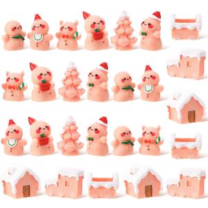 36Pcs Mini Christmas Figures, Mini Resin Gingerbread Man, Christmas Miniature Figurines Ornaments for DIY Christmas Snow Globes, Village Landscape, Fairy Garden (9 Styles)