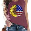 Flag Day Tank Top Shirts for Women Funny Graphic Sleeveless Tops American Flag Star Striped Shirt Outdoor Vest, Size Large