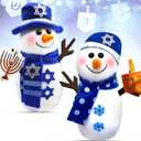 TURNMEON Hanukkah Decorations - 2 Pack Chanukah Plush Snowman Doll Hold Menorah & Dreidel,Hanukkah Gnomes Home Indoor Holiday Party Decor Chanukah Ornaments Table Hanukkah Gift Idea