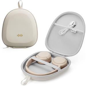 Headphone Case Hard Shell Super-Slim for Sony/JBL/Bose/Soundcore Anker/BERIBES KVIDIO TOZO JLab Over-Ear Headphones Universal Portable Travel Organizer Bag (Beige)