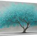 Tree of Life Wall Art for Living Room Bedroom Teal Blue Nature Print Picture Painting Large Framed Wall Decor for Bathroom Office Modern Home Botanical Landscape Wall Decorations Artwork Size 20x40 Ready to Hang