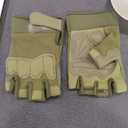  Fingerless Gloves for Airsoft Shooting Half Finger Hunting Hiking Cycling Driving Motorcycle Climbing Work Gloves 2 Pairs(Green) Medium