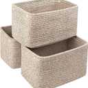 Small Cotton Rope Storage Basket Set of 3-11"x7"x7" Perfect Woven Baskets for Storage, Ideal Storage Baskets for Organizing Toys, Towels, and More - Baskets for Shelves and Home DecorBeige