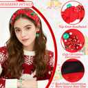 Brimekichio Christmas Headbands Earrings Bracelets for Women Christmas Accessories for Women Cute Xmas Holiday Outfits Party Gifts Red