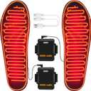 Heated Insoles with 5000mAh Battery, Foot Warmers Rechargeable with 4 Heating Levels, Full Foot Heating, Cut-to-Fit, Electric Heated Insoles for Men and Women, S: 4.5-8