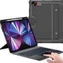 Nillkin iPad Air 13 inch Case Keyboard (M3,2025/M2,2024), Slide Camera Cover, iPad Pro 12.9 Protective Case with 7 Colors Backlit Wireless Detachable Keyboard, Trackpad and Pencil Holder