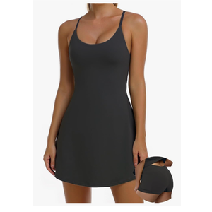 Women's Athletic Tennis Dress with Built-in Shorts,Sleeveless Golf & Workout Dress, Small