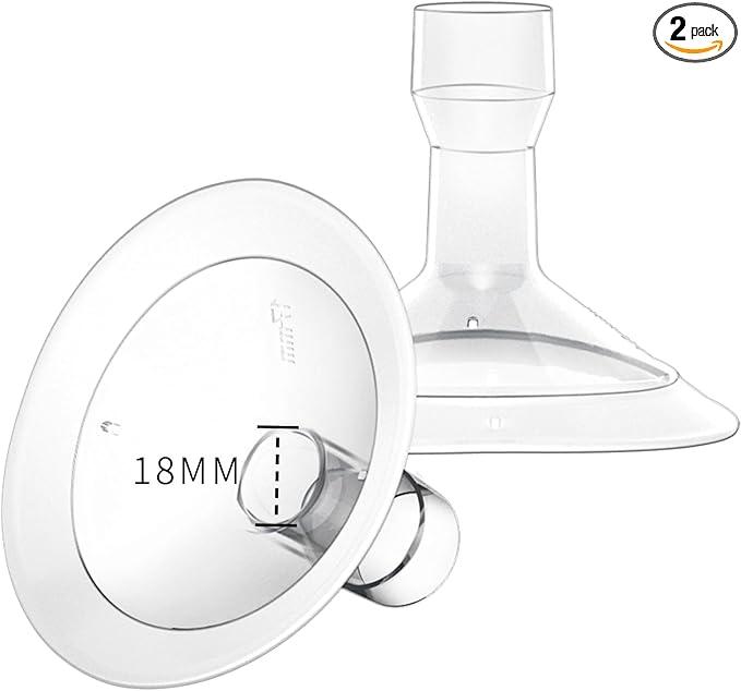 18mm Oval Flanges Breast Pump Parts Compatible with Medela Breast Pumps PersonalFit, Maxflow, Freestyle Flex Swing Maxi Connector