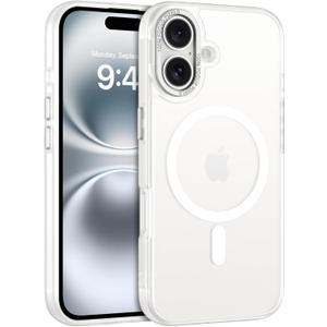 BENTOBEN for iPhone 16 Case, iPhone 16 Magnetic Case [Compatible with MagSafe] Translucent Matte Frosted Slim Shockproof Women Men Girls Boy Protective Phone Case Cover for iPhone 16 6.1",White