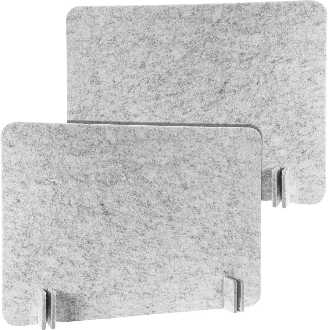 Fabbay 2-Piece Acoustic Desk Divider Desk Partition - 16x24"Freestanding Privacy Panel, Lightweight Soundproof Partition with Support Feet for Office or Classroom Use(Silver Gray)