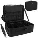 Relavel Extra Large Makeup Case with Plastic Dividers Washable and Easy to Clean, Travel Makeup Train Case Professional Makeup Artist Bag Portable Nail Organizer Box Art Supply Case (Black)