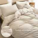 Sanracie Queen Size Comforter Set, Washed Cotton Linen Feel Bedding Comforter Sets 3 Pieces(1 Solid Wheat Colored Comforter +2 Pillowcases) Soft Lightweight Aesthetic Bedding Sets Queen All Season