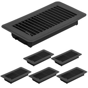 6 Pack 4" x 8" Floor Register- Heavy Duty Steel Walkable Floor Vent Covers - Easy Adjust Air Supply Lever - Vent Covers for Home Floor (Black, 4x8 Inches)
