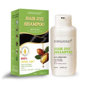 Hair Dye Shampoo 3 in 1 for Gray Hair Coverage,Argan nut Natural dye Shampoo,Hair color shampoo for Women & Men/Ammonia-Free 500ml(Black)