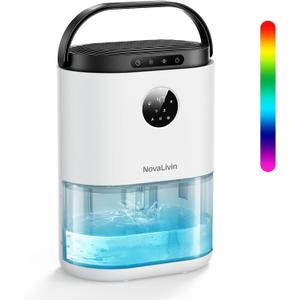 Dehumidifier for Home, 68 OZ Water Tank Dehumidifiers for Bathroom, Bedroom, Living room with, Auto Humidity Control, Digital Display, 7 Color Breathing Light, White