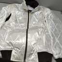 Mens Quilted Satin Ivory White Golden Embroidery Bomber Jacket (Medium)