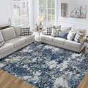 10x14 Area Rugs Living Room Rugs: Large Washable Rug with Anti-Slip Backing Non-Shedding Stain-Resistant Soft Abstract Carpet for Bedroom Dining Room Nursery Home Office-Blue/Multi