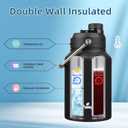 Konokyo Half Gallon Jug with Handle,64 oz Insulated Water Bottle with Carrying Pouch,Double Wall Vacuum Stainless Steel Metal Bottle,Black