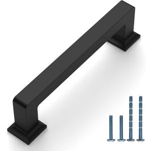 10 Pack 3.75"(96mm) Matte Black Cabinet Pulls Kitchen Cabinet Handles Drawer Pulls Cupboard Hardware for Cabinets CK0078