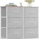 WLIVE Fabric Dresser for Bedroom, 6 Drawer Double Dresser, Closet Dresser with Fabric Bins, Chest of Drawers for Closet, Living Room, Hallway, Light Grey, 11.8"D x 31.5"W x 30.9"H