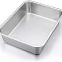 P&P CHEF Lasagna Pan, Rectangular Cake Pan Roaster Pasta Baking Cookie Sheet Pans Stainless Steel, Heavy Duty & Durable, Oven & Dishwasher Safe, 14x11x2.5